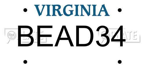 BEAD34 Virginia License Plate
