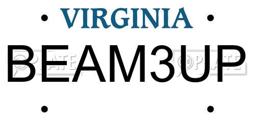 BEAM3UP Virginia License Plate
