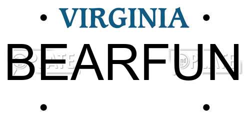 BEARFUN Virginia License Plate