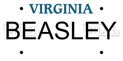 BEASLEY Virginia License Plate