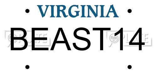 BEAST14 Virginia License Plate