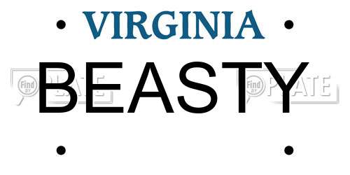 BEASTY Virginia License Plate
