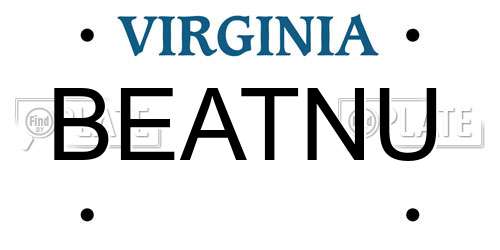 BEATNU Virginia License Plate