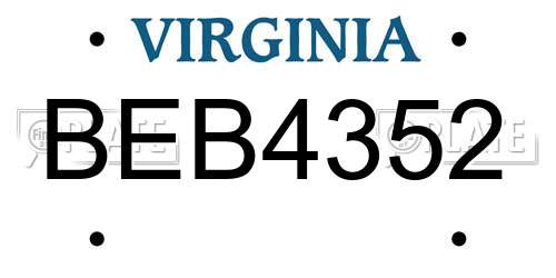BEB4352 Virginia License Plate