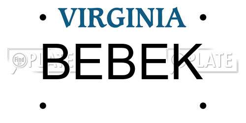 BEBEK Virginia License Plate
