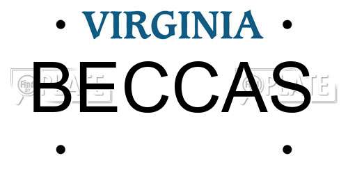 BECCAS Virginia License Plate
