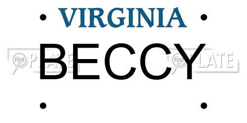BECCY Virginia License Plate