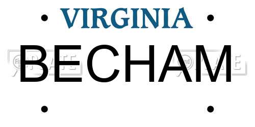 BECHAM Virginia License Plate