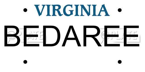 BEDAREE Virginia License Plate