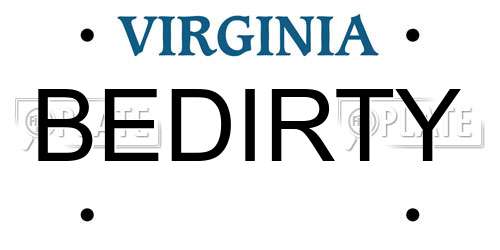 BEDIRTY Virginia License Plate