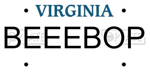 BEEEBOP Virginia License Plate