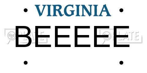 BEEEEE Virginia License Plate