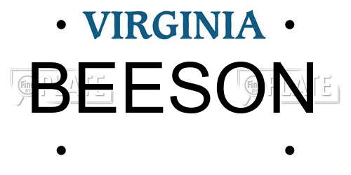 BEESON Virginia License Plate