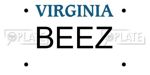 BEEZ Virginia License Plate
