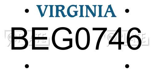 BEG0746 Virginia License Plate