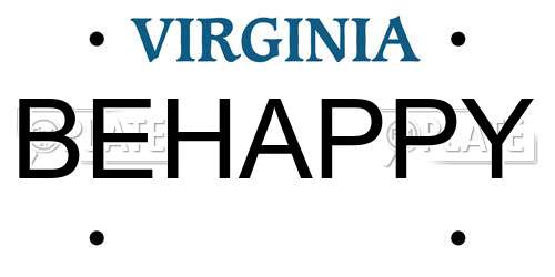 BEHAPPY Virginia License Plate
