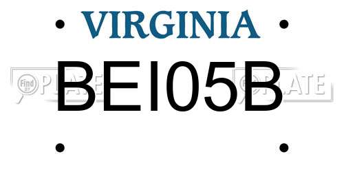 BEI05B Virginia License Plate