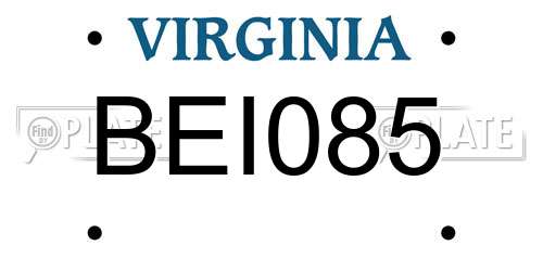BEI085 Virginia License Plate