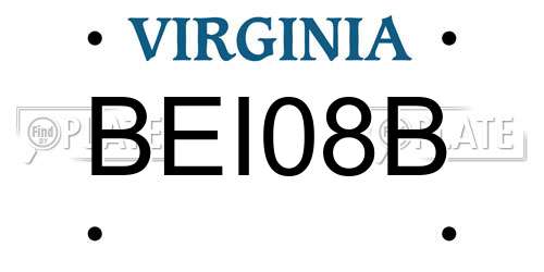 BEI08B Virginia License Plate