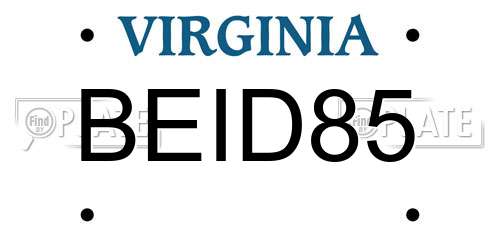 BEID85 Virginia License Plate