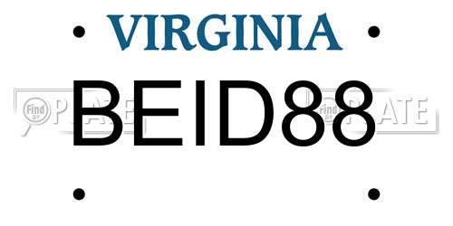 BEID88 Virginia License Plate