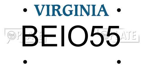 BEIO55 Virginia License Plate
