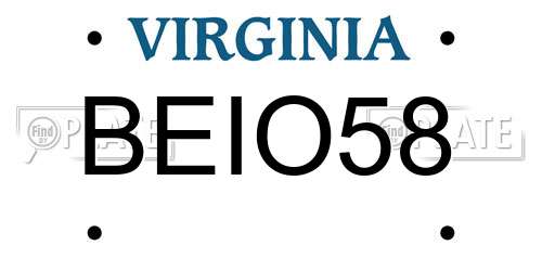 BEIO58 Virginia License Plate