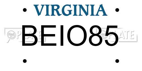 BEIO85 Virginia License Plate