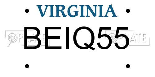 BEIQ55 Virginia License Plate