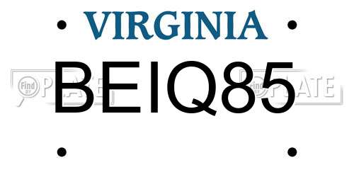 BEIQ85 Virginia License Plate