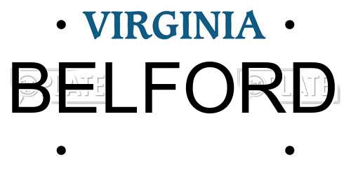 BELFORD Virginia License Plate