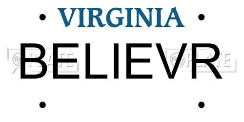 BELIEVR Virginia License Plate
