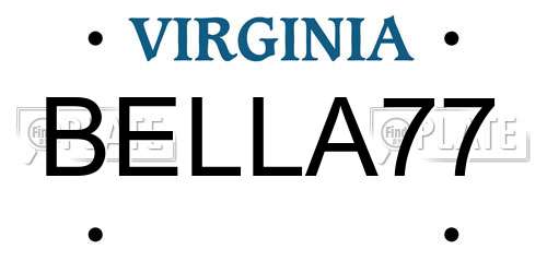 BELLA77 Virginia License Plate