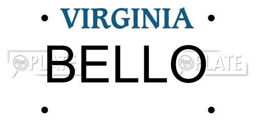 BELLO Virginia License Plate