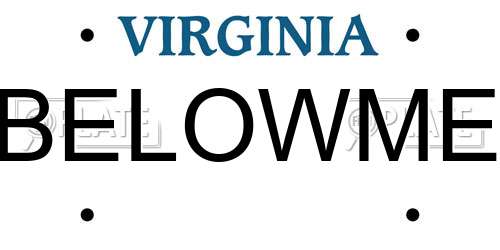 BELOWME Virginia License Plate