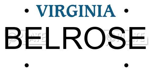 BELROSE Virginia License Plate
