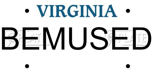 BEMUSED Virginia License Plate