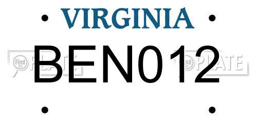 BEN012 Virginia License Plate