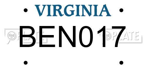 BEN017 Virginia License Plate