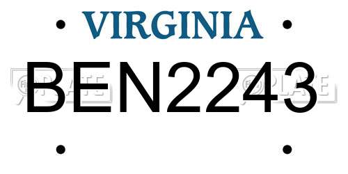 BEN2243 Virginia License Plate