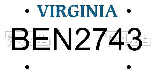 BEN2743 Virginia License Plate