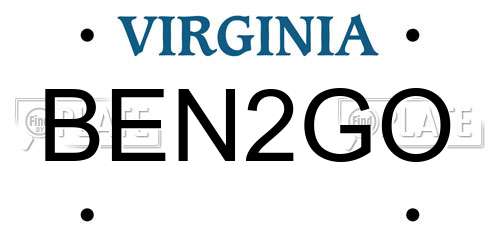 BEN2GO Virginia License Plate