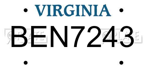BEN7243 Virginia License Plate