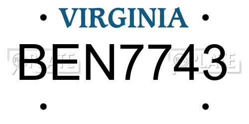 BEN7743 Virginia License Plate