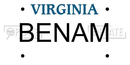 BENAM Virginia License Plate
