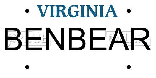 BENBEAR Virginia License Plate