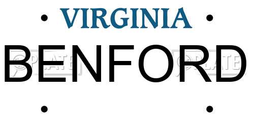 BENFORD Virginia License Plate