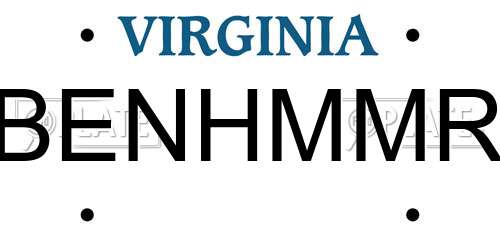 BENHMMR Virginia License Plate