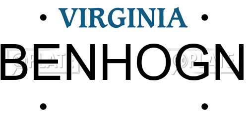BENHOGN Virginia License Plate