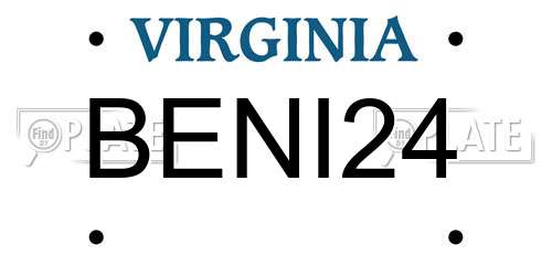 BENI24 Virginia License Plate